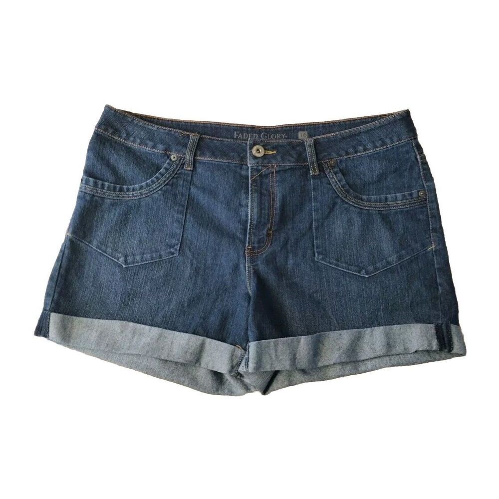 Faded Glory Shorts Girls Size 16 (28) Juniors Blue Sumner Beach Cut Off